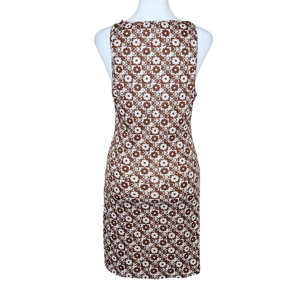 Le Lis Collection Dilly Flower Brown Cream Ribbed Bodycon Mini Tank Dress Medium - Picture 5 of 11